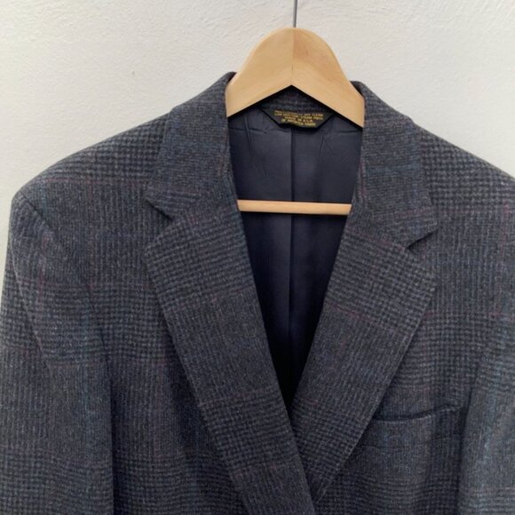 Vtg Unstructured Woolworth's 2-Bttn Gray Plaid Wool Sport Coat (42L or 44L) - Picture 14 of 14